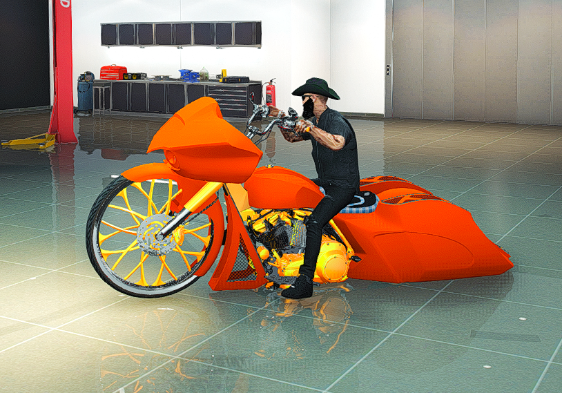 Custom Big Wheel Bagger – Orange Inferno